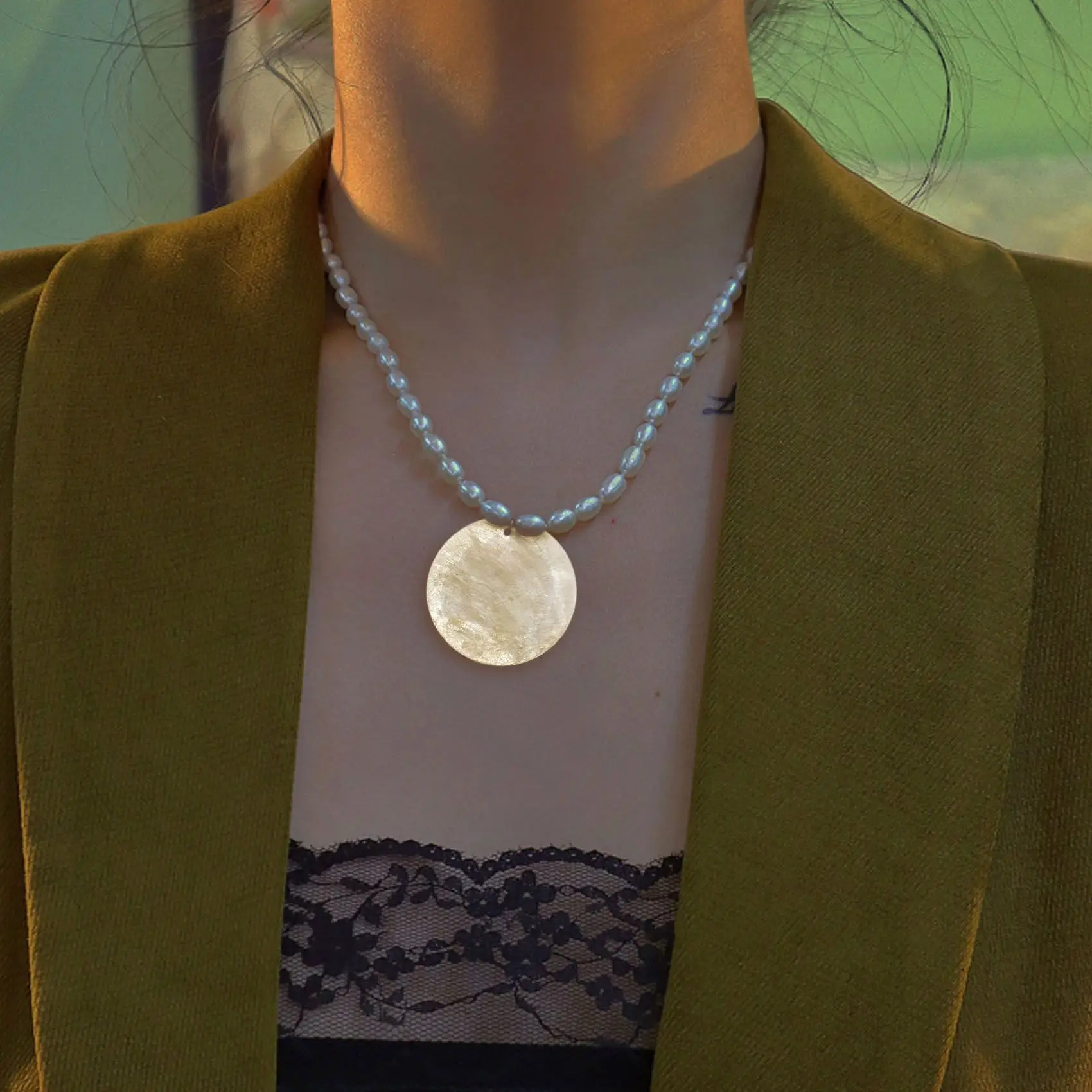 Plate Beads 100X Nacre Pearl Shell Round 35mm White