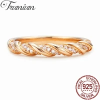 trumium 925 sterling silver rose gold rings for women twisted rope ring engagement wedding bands fine jewelry gift girl fashion