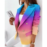 y2k clothes crinted double breasted blazer 2022 new autumn long sleeve button fashion classic harajuku jacket women