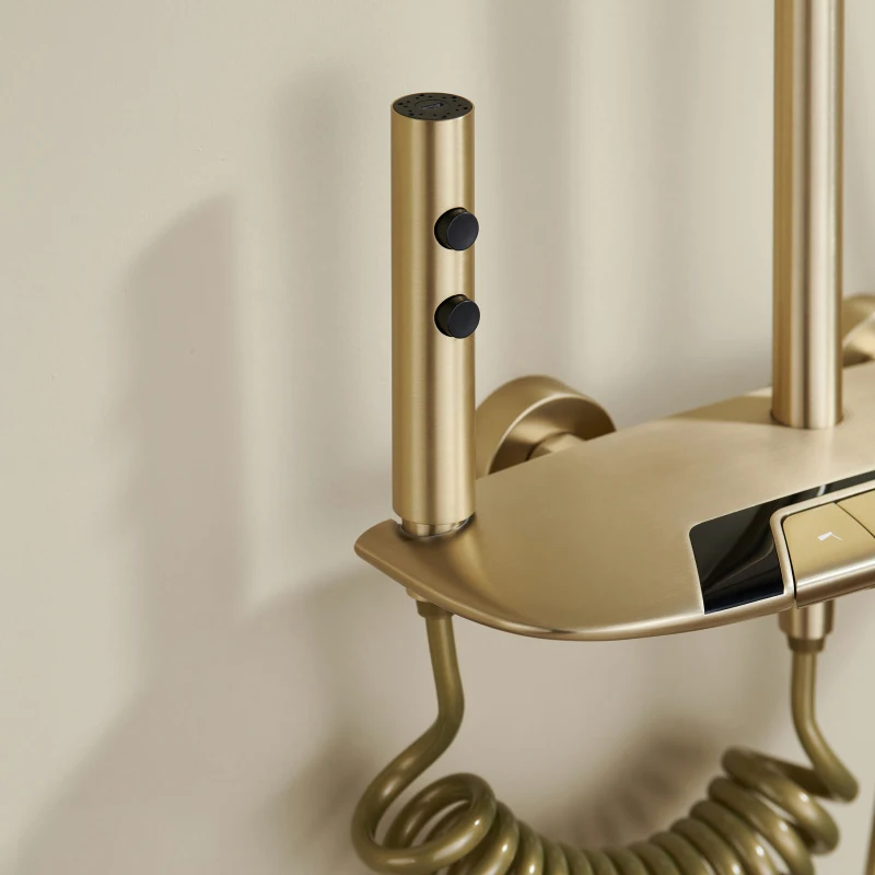 Роскошная кисть Золотой смеситель для душа ванной горячий и холодный