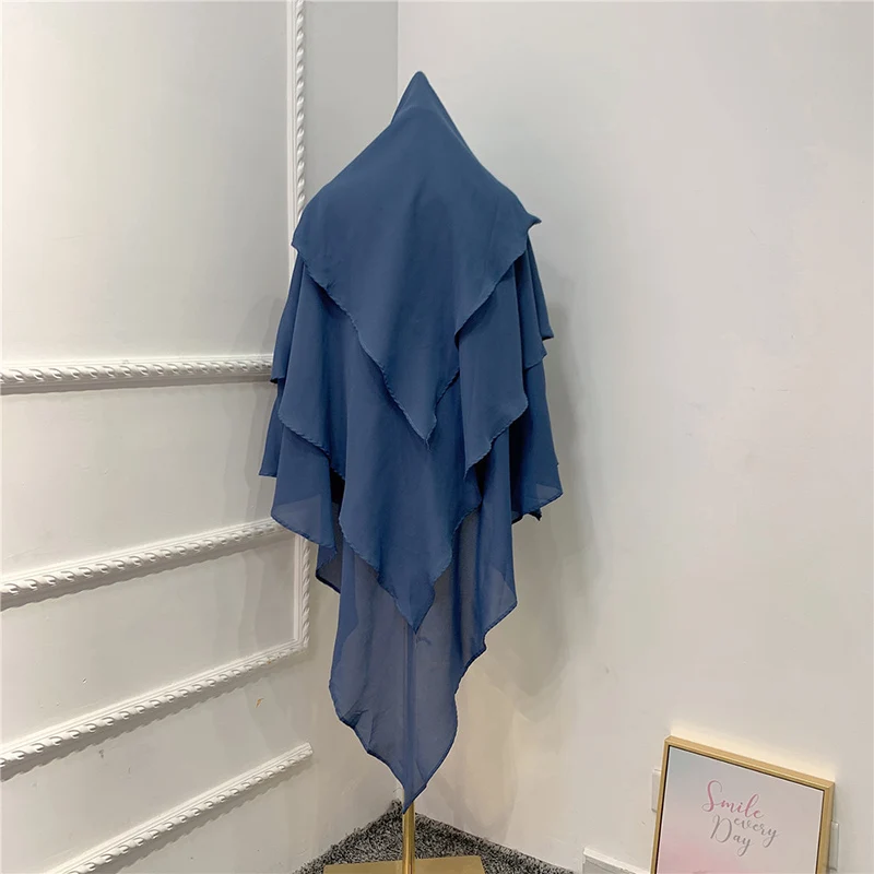 Women Long Prayer Scarf Hijab Muslim Overhead Tie Jilbab Islamic Wrap Cover Crepe Ramadan Islamic Clothes Khimars Prayer Scarf