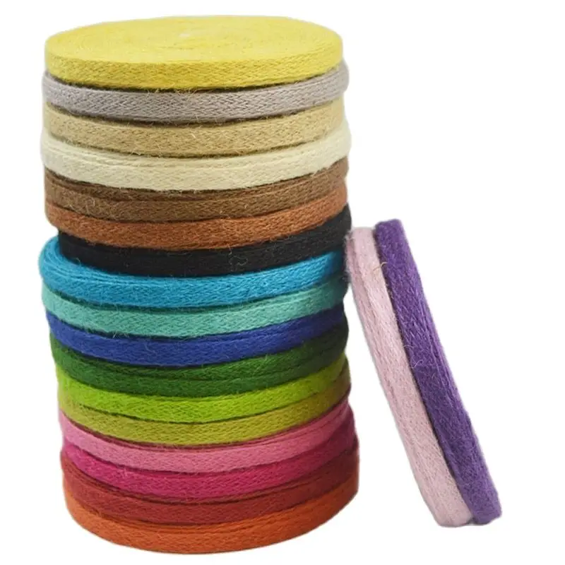 10M 10mm Multicolor Jute Belt Sewing Band Trims Natural Hemp Ribbon DIY Handmade Crafts Gift Wrap Cord Wedding String Rope Decor