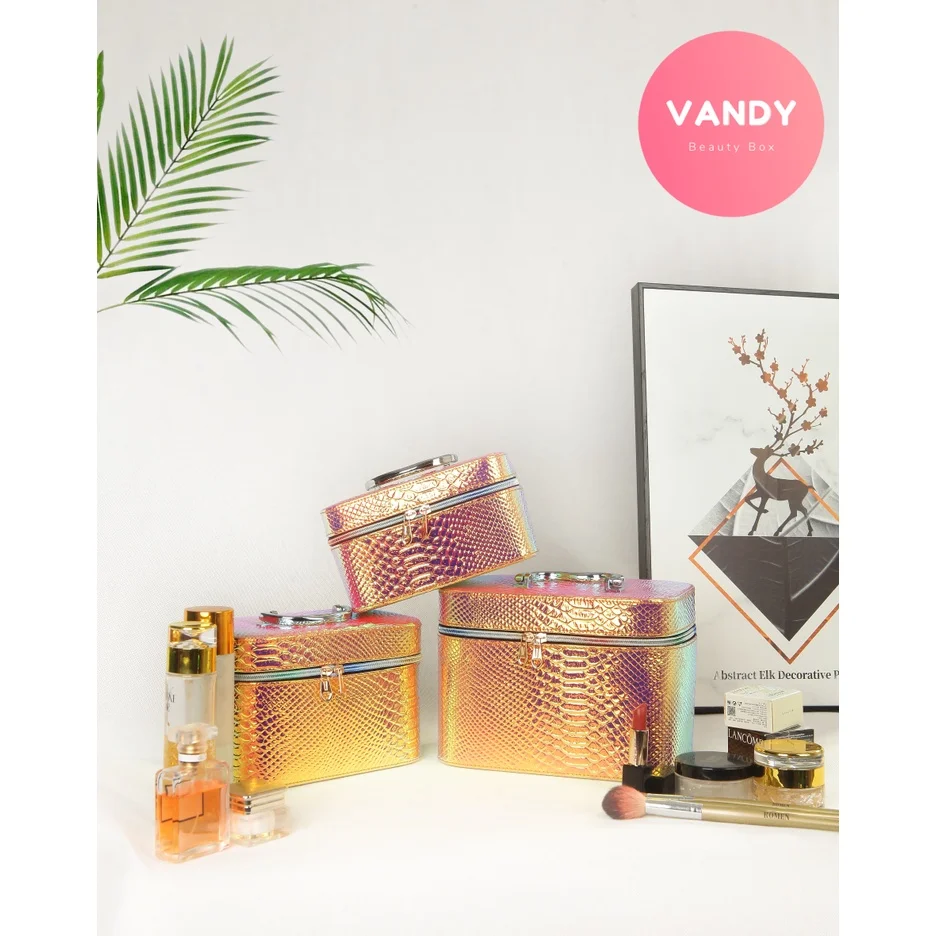 

Vandy 2022 Bright Leather Color-Changing Ladies Cosmetic Case bag for women Storage Box for makeup organizer luxury cases