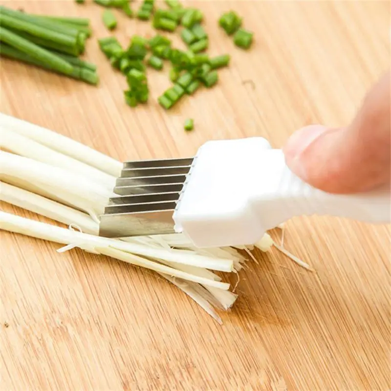 

Stainless Steel Green Onions Knife Cutter Vegetable Shredder Slicer Handle Scallion Shredder Garlic Crusher Kitchen Accessories