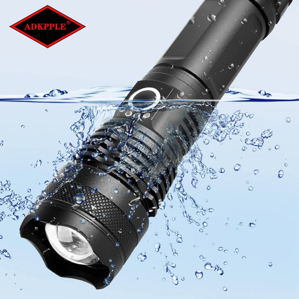Tactical Flashlight Telescopic Zoom Powerful Led Torch 5 Modes USB Rechargeable Flashlights Outdoor Camping Hiking