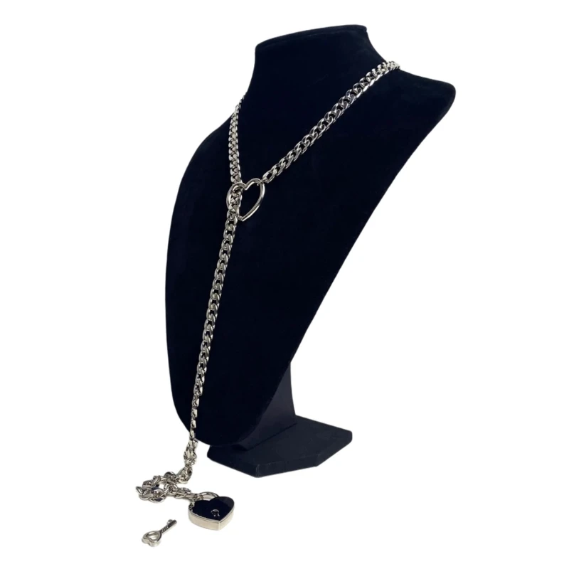 Модное ожерелье-лариат с замком в форме сердца массивное ожерелье стиле панк-рок