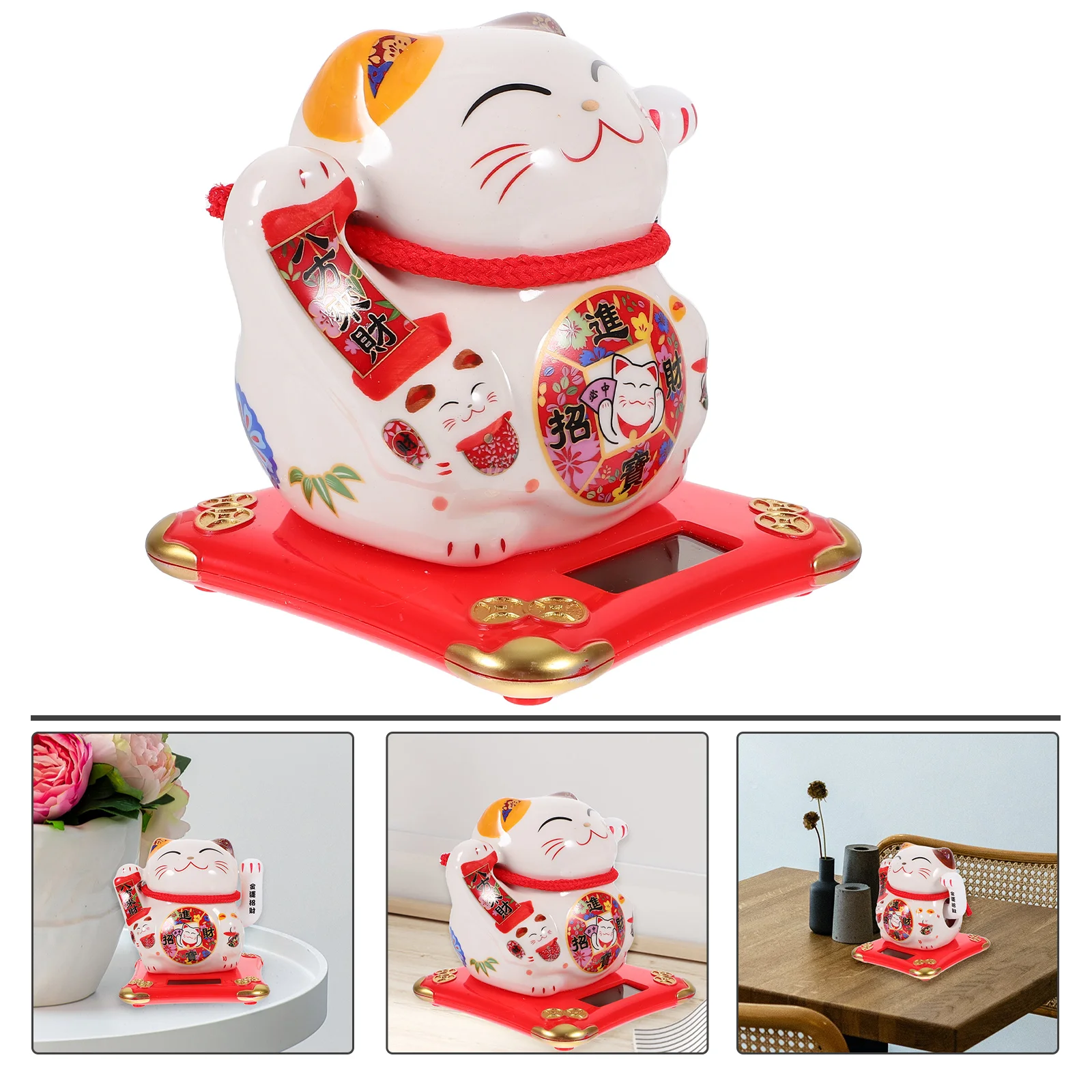 

Car Decor Fortune Cat Figurine Lucky Statue Ceramics Waving Arm Desktop Japanese