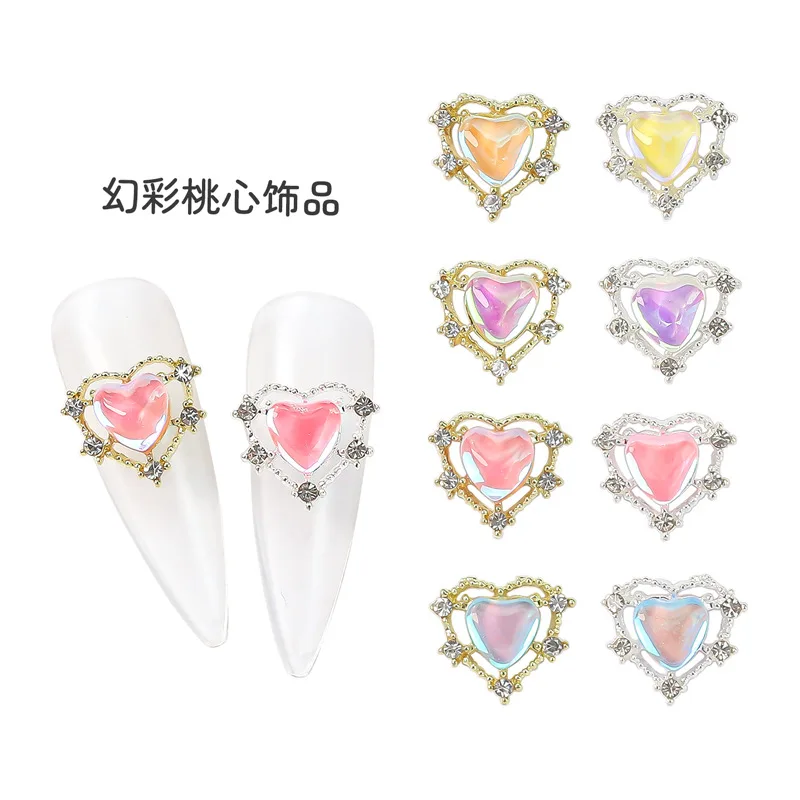 

100 шт., подвеска для ногтей в виде сердца