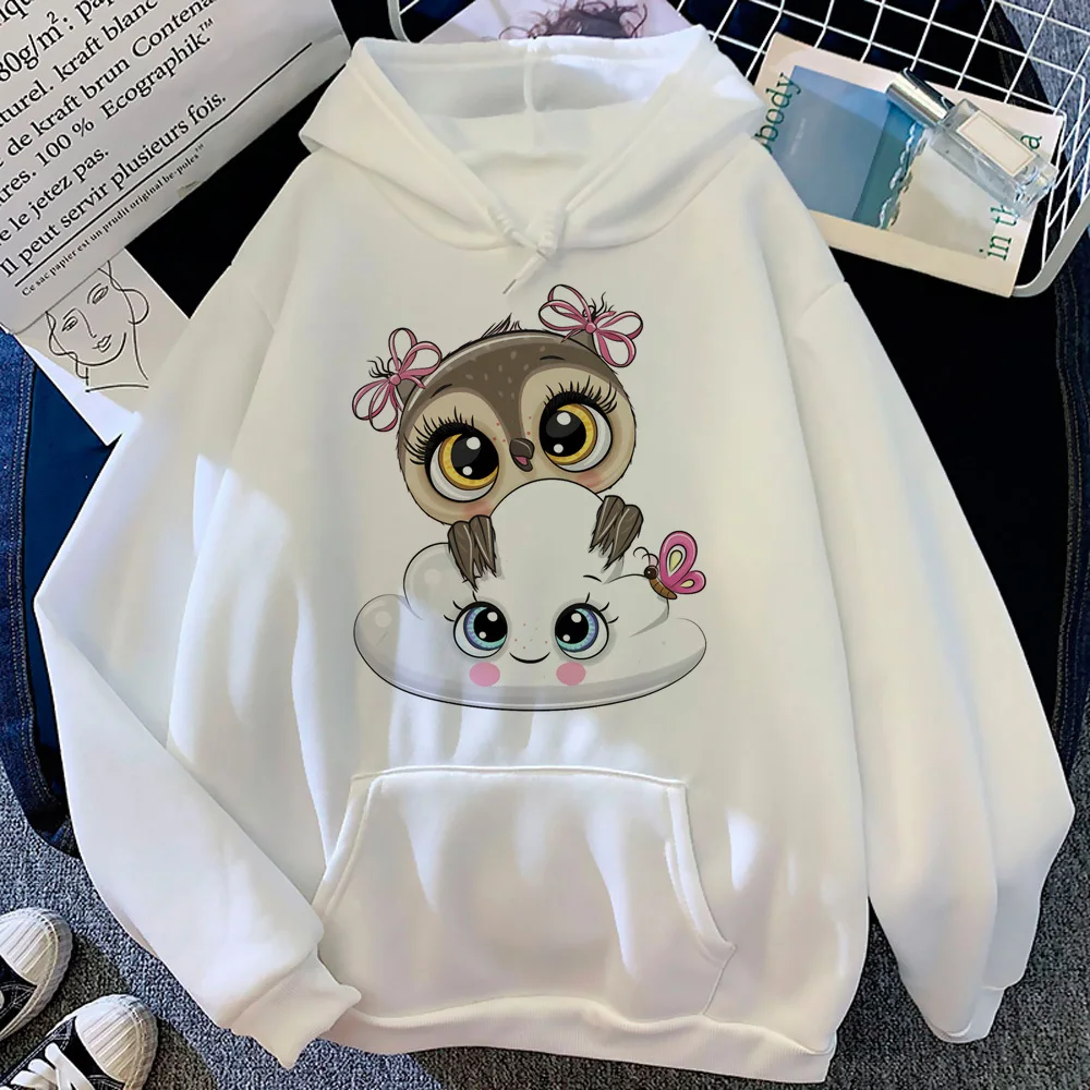 Owl hoodie soft fabric printed design patterned clothes for teens kawaii girl sweatshirts tracksuits graphic