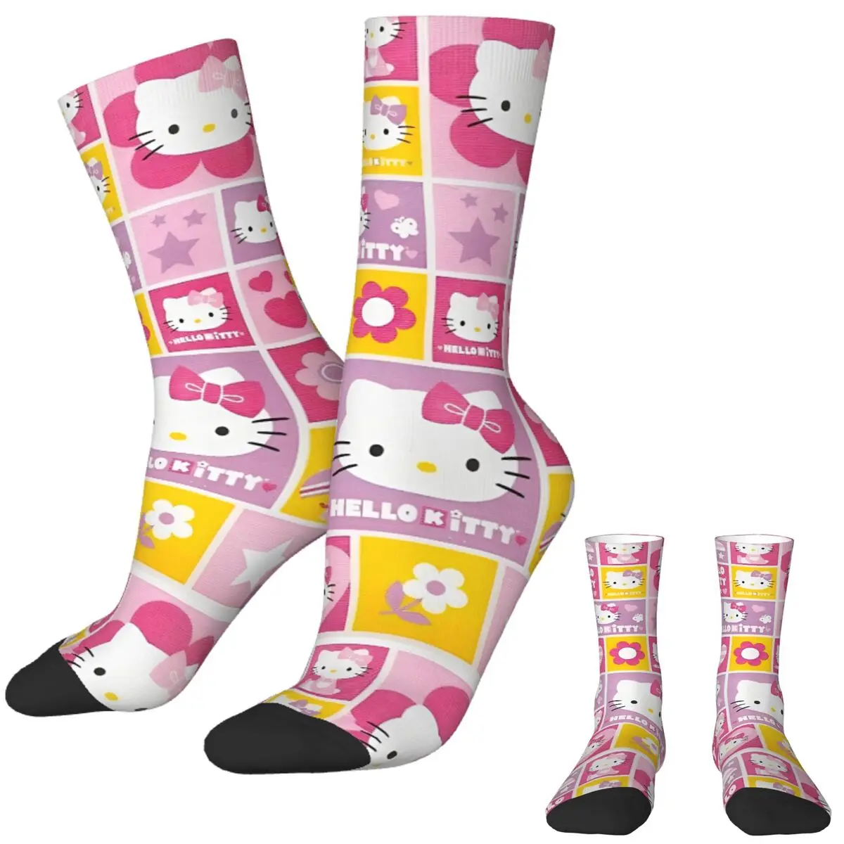 Hello Kitty Socks Winter Sanrio Stockings Funny Unisex Men High Quality Custom Outdoor Anti-Slip