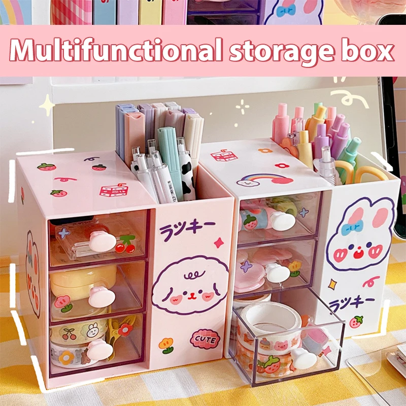 

5 Grid Desk Organizer for Pens Storage Brush Stand Pencil Holder School Supplies