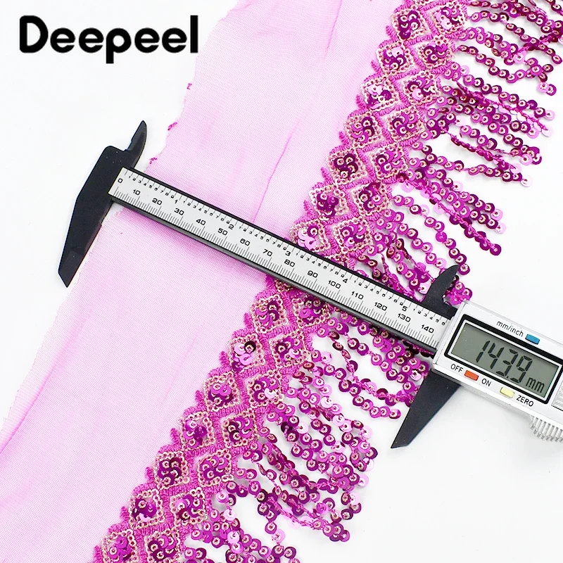 2/5/10 ярдов 7 см блестки кисточка кружевная отделка вышитая сетчатая лента для