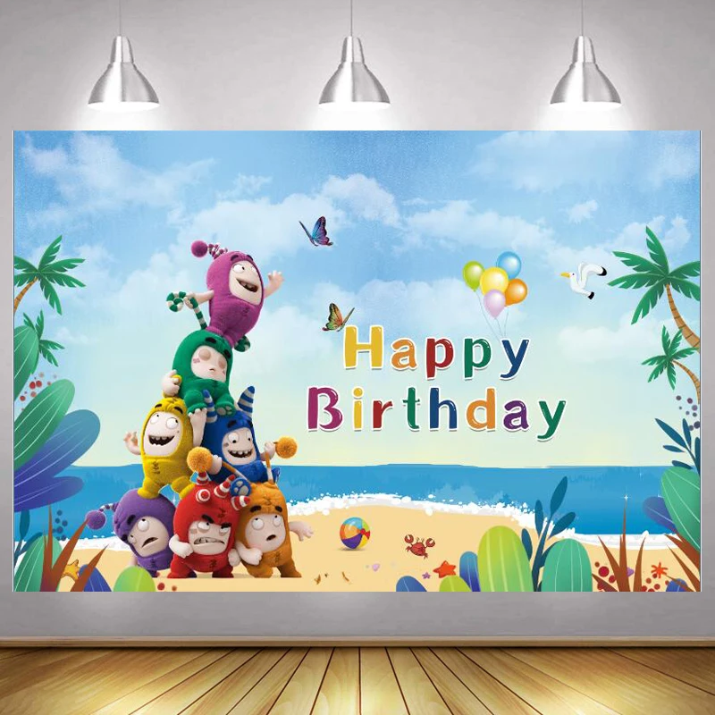 

Oddbods Backdrop Kids Baby Shower Boy Happy Birthday Party 1st Photography Background Photographic Banner