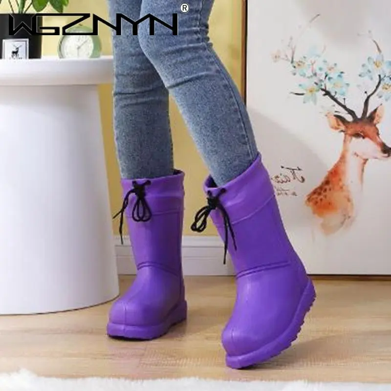 

Женские нескользящие теплые водонепроницаемые сапоги, боты из ЭВА, для кухни, студенческие ботинки с хлопковой подкладкой, обувь для снега