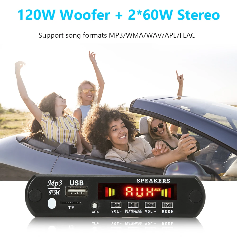 2*60Wamplifier MP3-декодер доска Bluetooth 5 0 автомобильный MP3-плеер TF USB рекордер аудио модуль