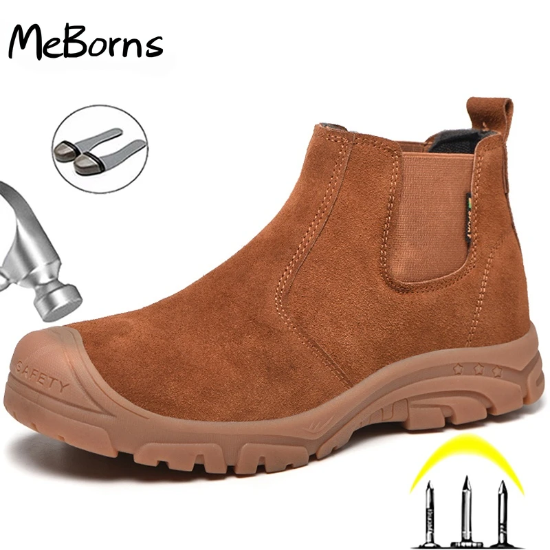 

Safety Shoes Men Winter Boots Indestructible Work Boots New Chelsea Boots Men Welding Shoes Puncture-Proof Safety Boots Footwear