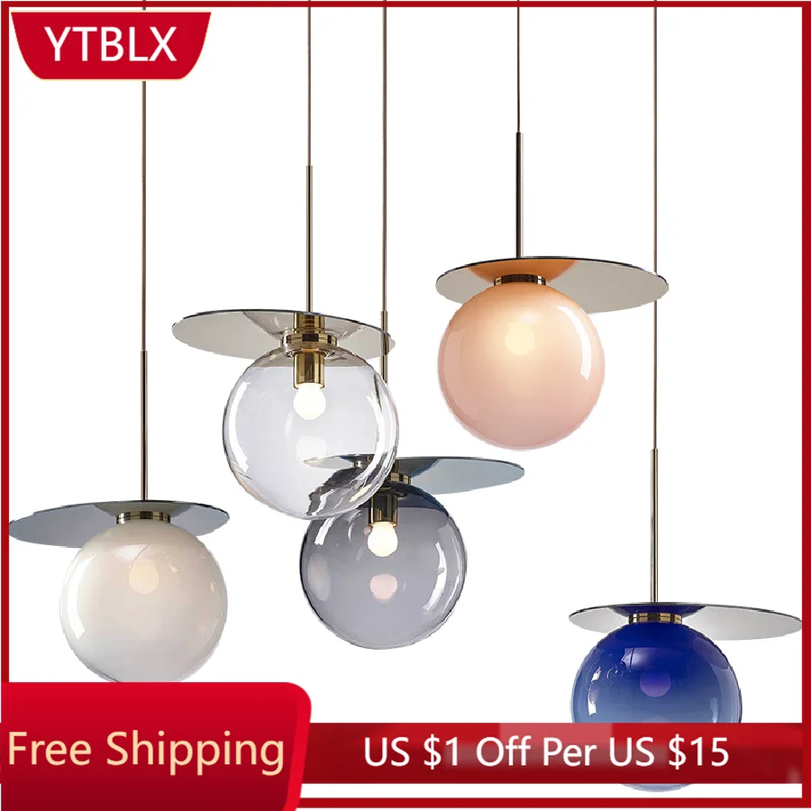 

Современные Простые подвесные светильники для столовой, скандинавские индивидуальные стеклянные подвесные светильники для бара, спальни, ...