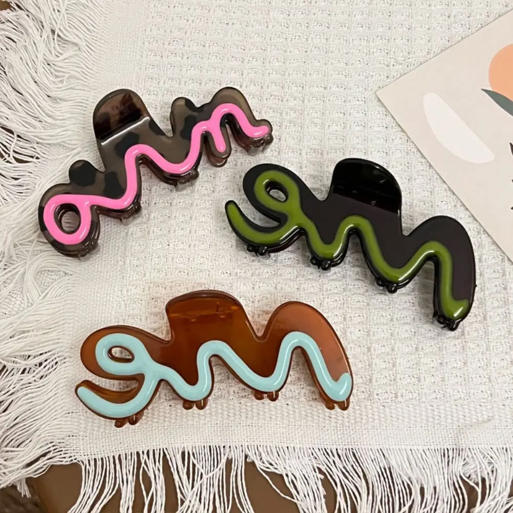 

Акриловые волнистые заколки для волос, индивидуальные Асимметричные контрастные цветные заколки для хвоста в виде акулы Y2K