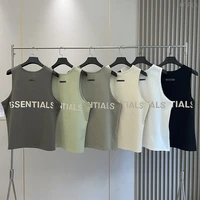 essentials mens vest top reflective letters oversized loose mens cotton sleeveless shirt summer basketball sports tank