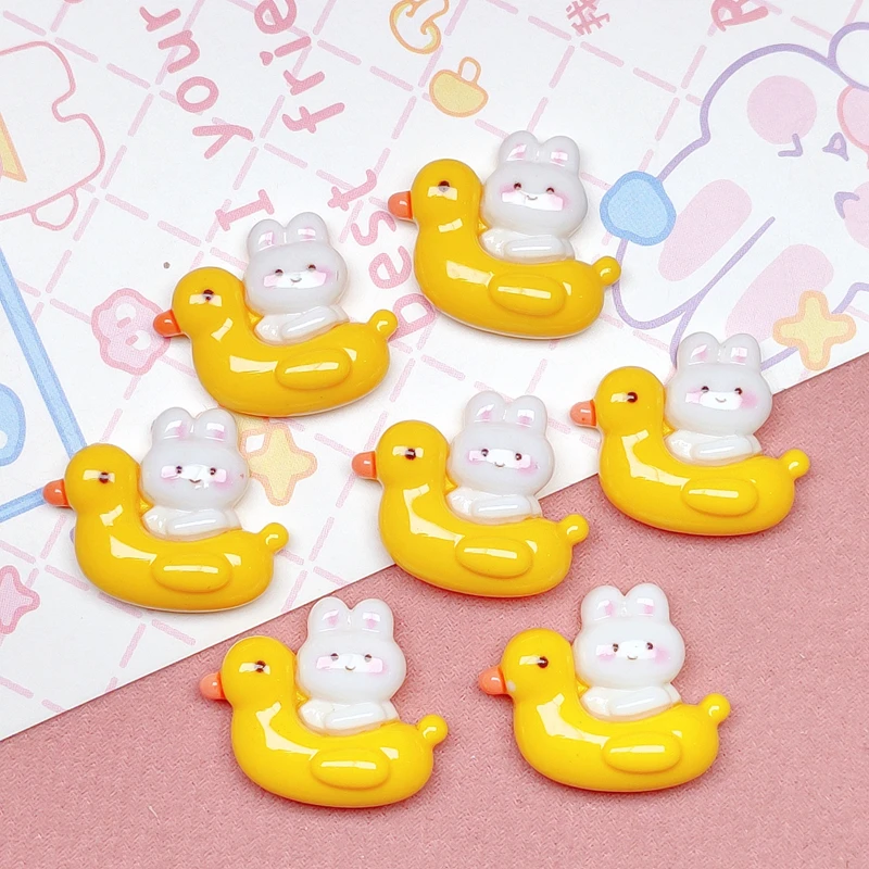 

10 Pcs New Mini Kawaii Cartoon Duck, Rabbit Resin DIY Fashion Jewelry Hairpin Decoration Accessories