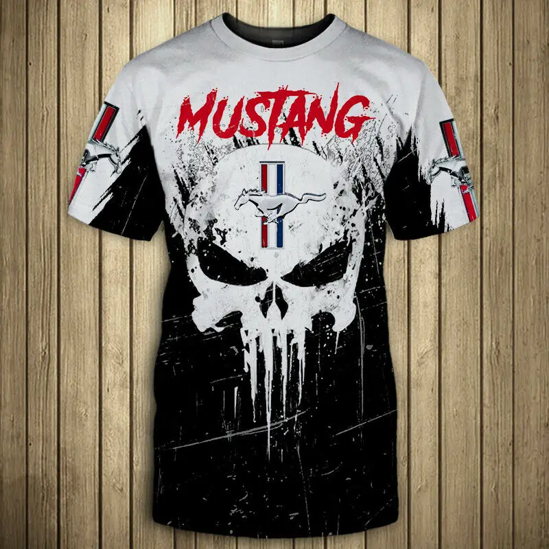 

Summer Men's High Quality Racing Short Sleeve Mustang Logo Tee 3D Printed Short Sleeve Plus Size Casual Sportswear Harajuku
