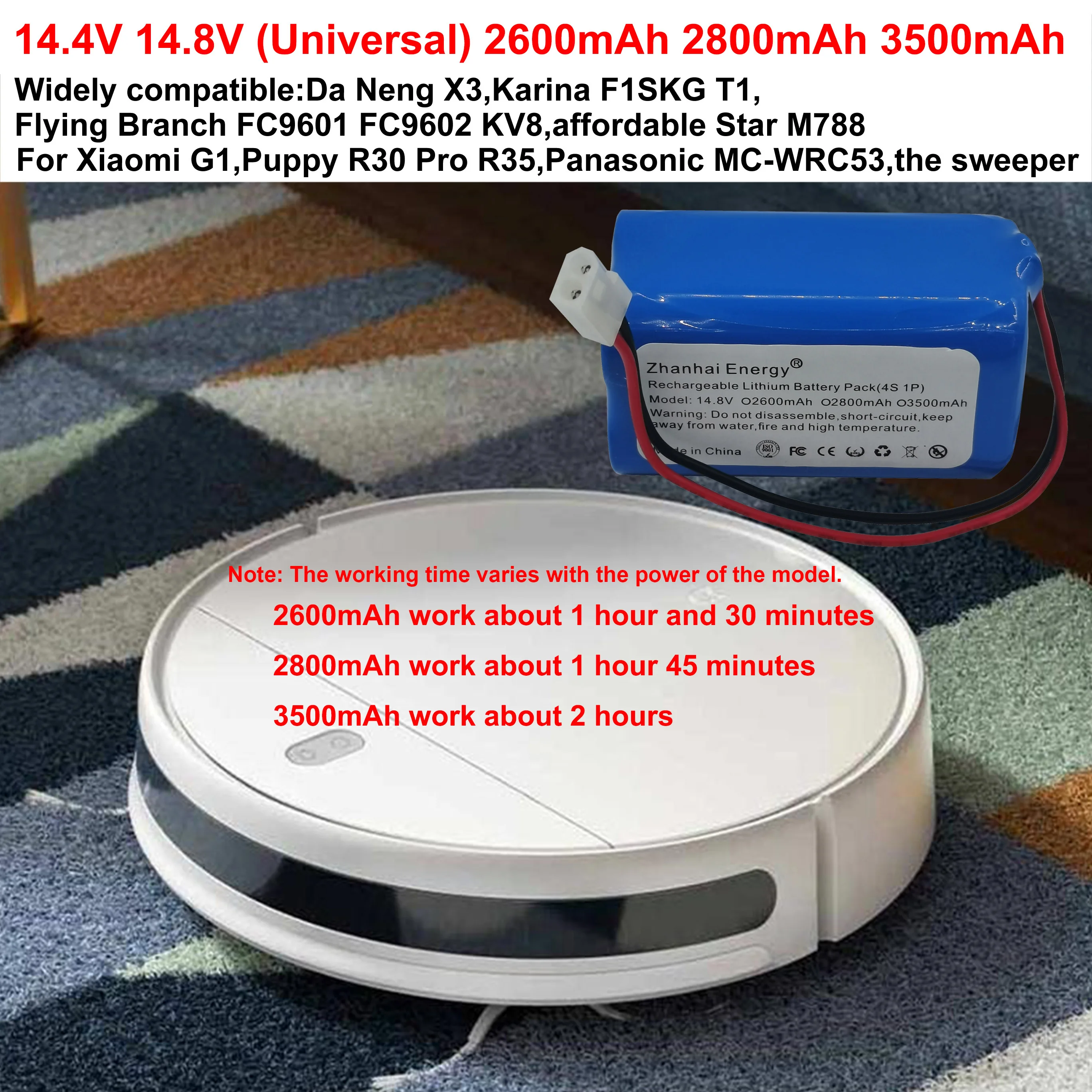 Cena 14.4V 14.8V 3500mAh 2800mAh 2600mAh Akumulator Litowo-jonowy Cylindryczny Do Zamiatania Robota Xiaomi G1 Panasonic MC-WRC53