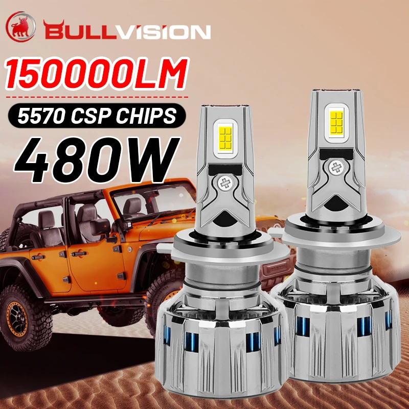 

Bullvision H11 LED 150000LM 480W LED H7 H8 H4 H1 9005 HB3 9006 HB4 H16 9012 HIR2 5570 CSP Canbus Error Free Car Lights 6000K 12V