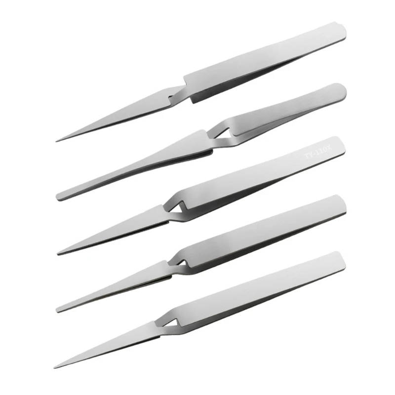 LXAF Stainless Steel Tweezers  Reverse Round Head Reverse Fork Pointed Labor-Saving Fixed Self-locking Clip Hand Tools