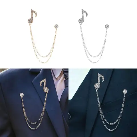 Брошь с музыкальной нотой, брошь-цепочка с кисточками, простая металлическая элегантная брошь для костюма