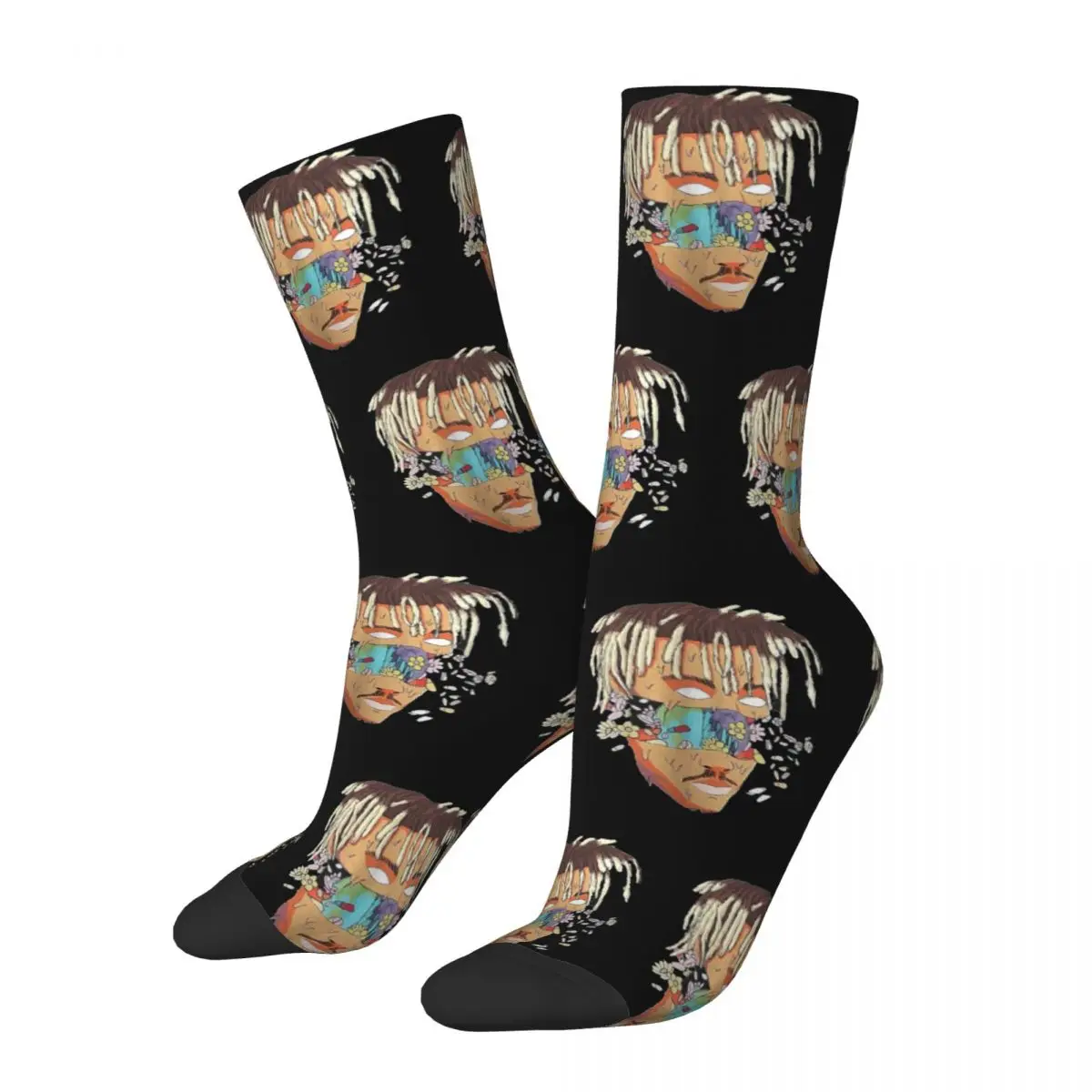 

Colorful Retro Juice Wrld Art Design Theme Print Crew Socks Merch All Season Novelty Comfortable Middle Tube Socks Non-slip