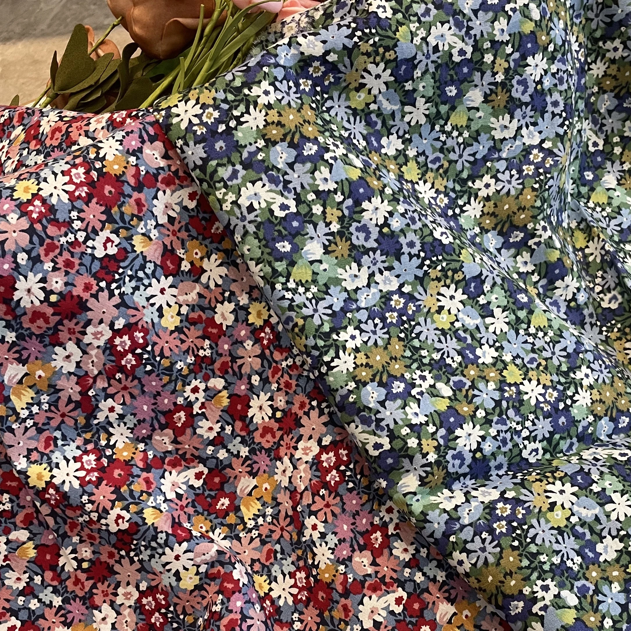 

100% x 50 см красочные цветочные растения хлопчатобумажная ткань 40S Like Liberty с цифровым принтом для шитья ткани платья юбки детского дизайна
