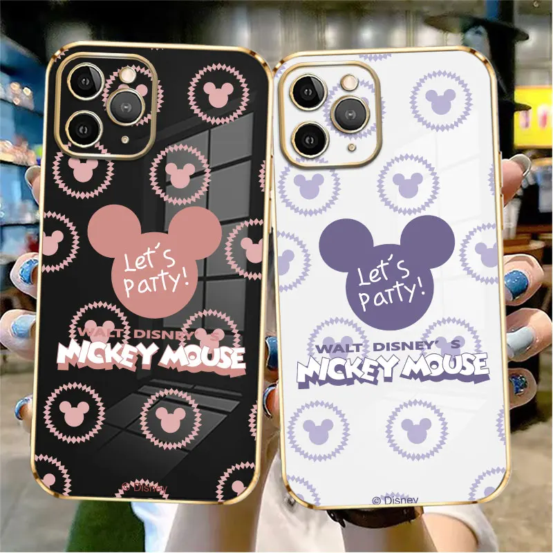 

Luxury Soft Plating Phone Case For iPhone 14 13 12 11 Pro Max Mini X XR XS Max 7 8 6 6s Plus Shell Mickey Lets Party Head Ideas