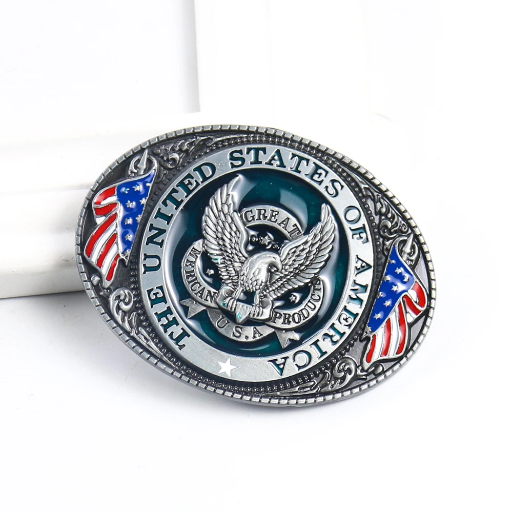 

Eagle Vulture American USA Flag Pattern Belt Buckle Handmade Homemade Girdle Accessory Waistband DIY Western Cowboy Rock Style