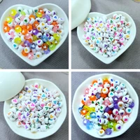 4x7mm heart shaped alphabet beads diy necklace bracelet kids decorative accessories 100pcs