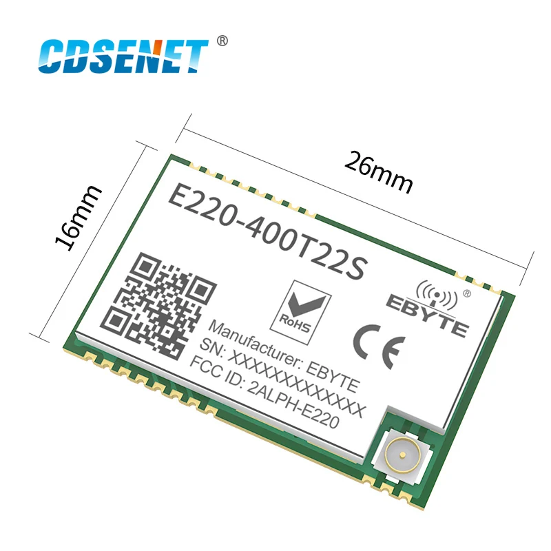 LoRa Spread Spectrum 22dBm ISM band 433MHz Wireless UART Module SMD IPEX Antenna Anti-interference Long Distance E220-400T22S |