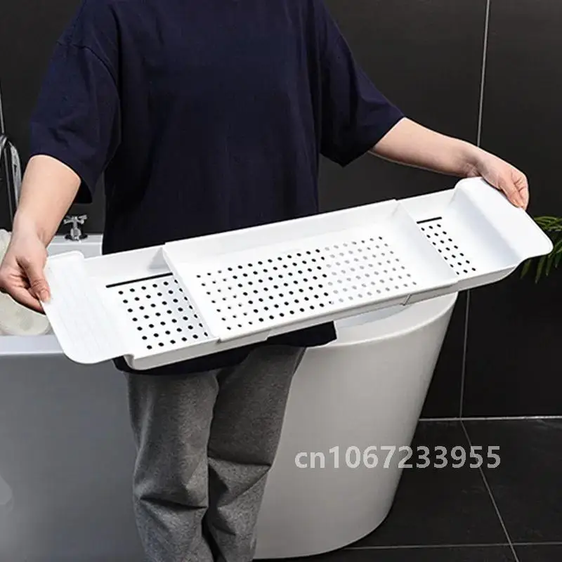 Bathtub Shelf Extendable Bathroom Tray Shower Caddy Bamboo Bath Tub Rack Towel Book Holder Storage Organizer Accessories