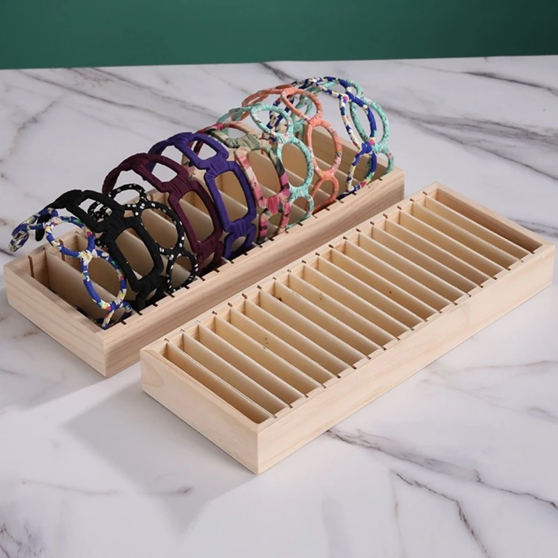 2Pc-Hair Hoop Storage Rack Wooden Jewelry Display Stand Hair Rope Jewelry Storage Box Desktop Tray Jewelry Display Rack