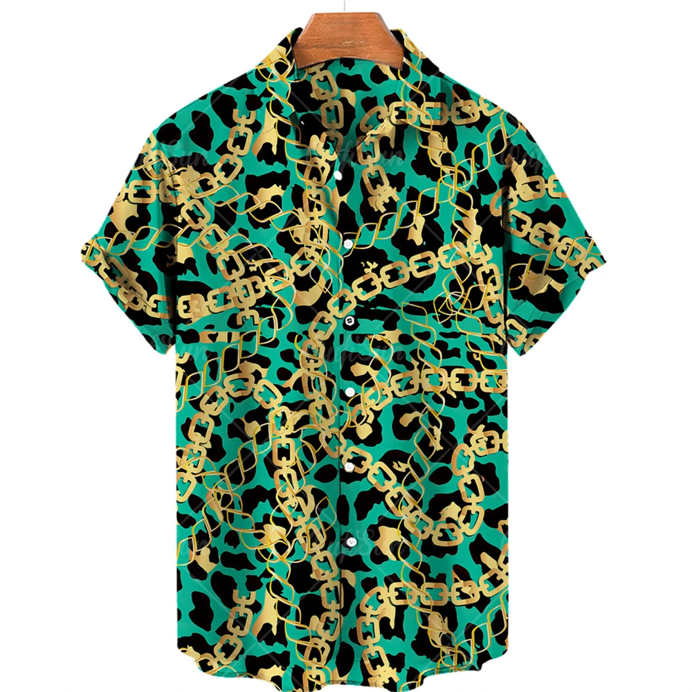 Leopard print Hawaiian shirts for men, sexy short-sleeved shirts, Hip hop style, vintage, luxury, casual, Aloha, Rock, party, 20