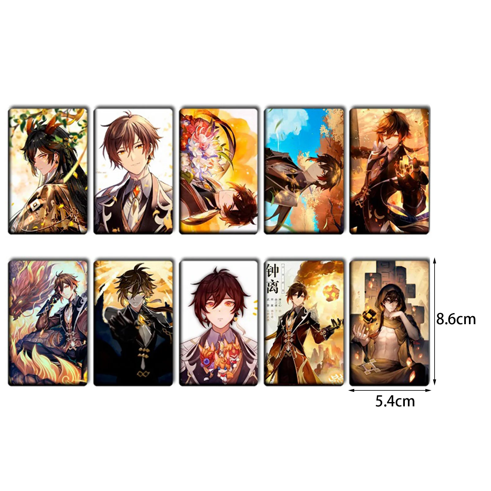 10 наклеек на автобус, обед и банк с персонажами из игры Genshin Impact.