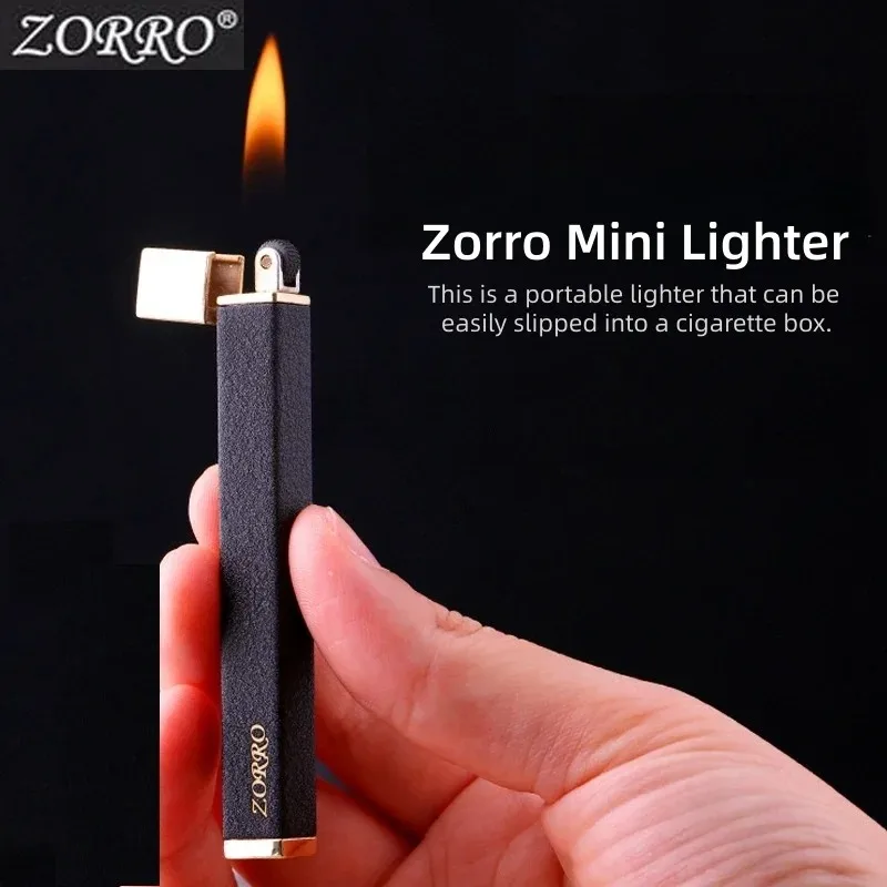 Фото Уникальные портативные металлические газовые зажигалки ZORRO, креативные и стильные, премиум-класса, аксессуары для курения, инструменты, подарки на фестивали. №1