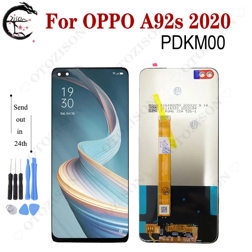 ЖК-дисплей 6,57 дюйма с рамкой для OPPO A92s 2020, ЖК-дисплей PDKM00, сенсорный экран, дигитайзер в сборе, A92s, Стандартный, замена протестирована