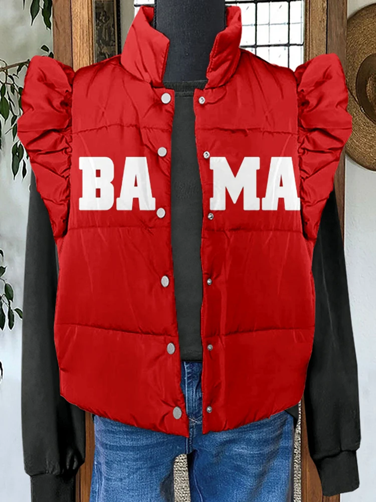 Классический красный жилет с рюшами и принтом Bama Gameday