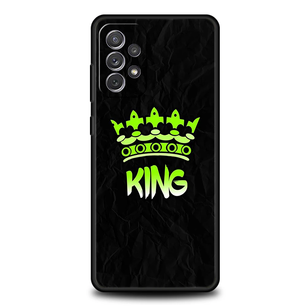 Crown King And Queen Silicone Case For Samsung Galaxy A32 A52 A13 A22 A72 A51 A71 A41 A11 A31 A21S 5G Luxury Phone Cover Shell