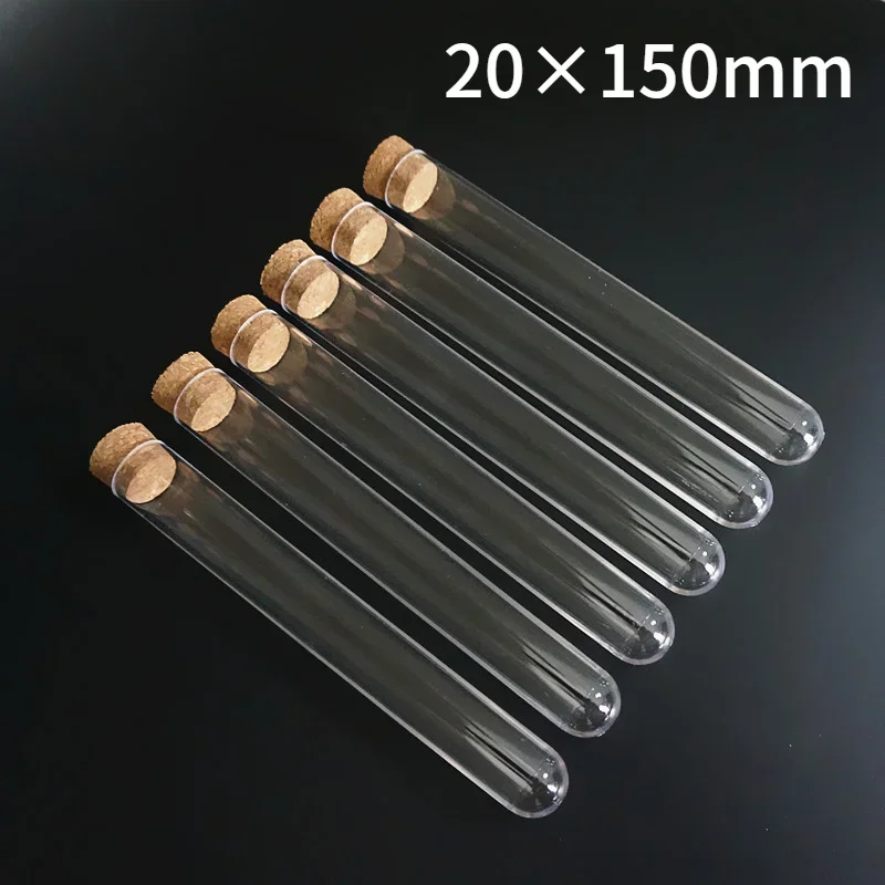 

Прозрачные пластиковые пробирки 20x150 мм с пробкой