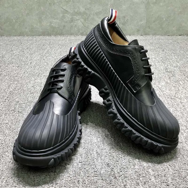 

TB THOM Shoes Korean Style Men Luxury Wedding Party Dress Genuine Leather Brogue Shoes Black Carved Platform Sneakers For Man