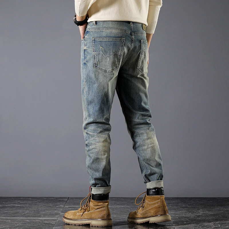 Джинсы мужские прямые свободного покроя уличная одежда Корейская версия ретро
