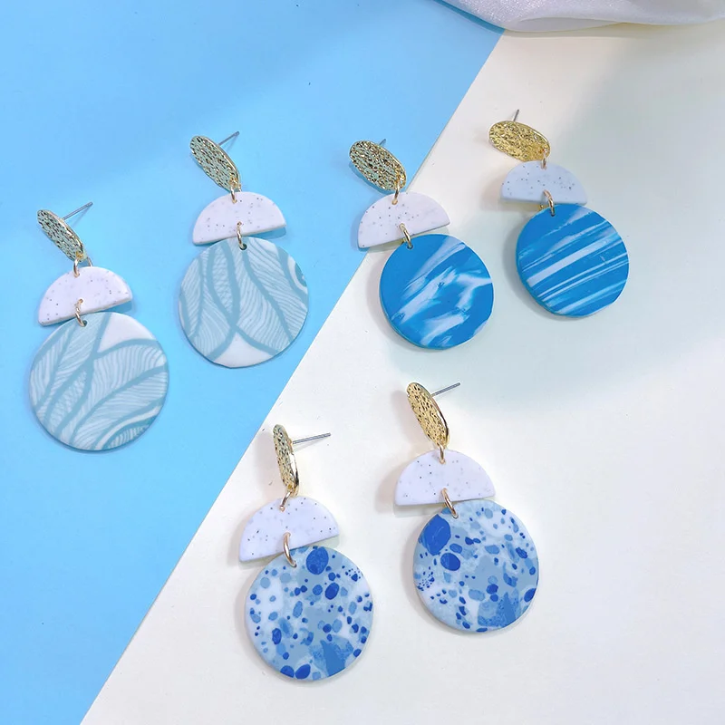 

Модные Винтажные коричневые белые лоскутные акриловые геометрические длинные висячие серьги для женщин ювелирные изделия аксессуары Пода...