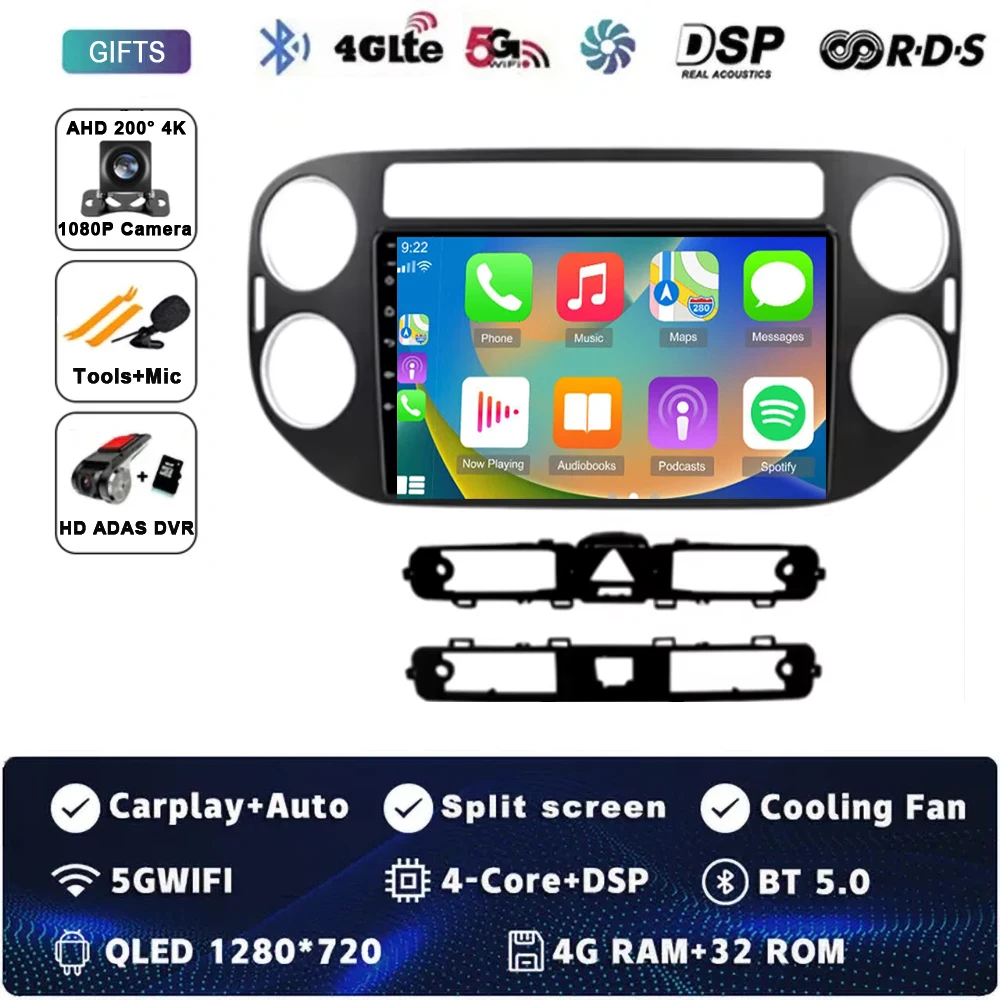 

Автомобильный радиоприемник для Volkswagen VW Tiguan 2006 2010 2016 Golf Plus, беспроводной Carplay Android 15, автомобильный стерео мультимедийный плеер, 4G GPS