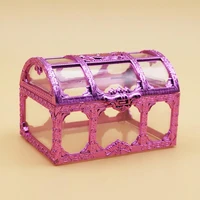 8 colors retro plastic transparent pirate treasure box crystal gem jewelry box storage organizer trinket keepsake treasure chest