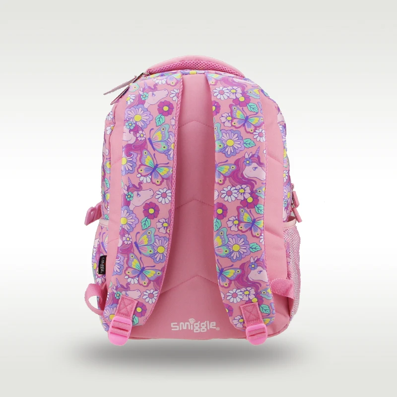 Australia Original Smiggle Children's Schoolbag Girls Shoulder Backpack Pink Butterfly Unicorn Sweet Bag 7-12 Years 16 Inches
